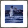 Lighthouse In The Storm Framed Print