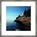 Lighthouse On Starry Night Framed Print