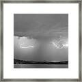 Lightning And Rain Over Rocky Mountain Foothills Bw Framed Print