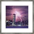 Lightning Striking Chicago Skyline Framed Print