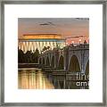 Lincoln Memorial And Arlington Memorial Bridge At Dawn I Framed Print