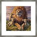 Lion And Lambs Framed Print