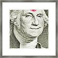 Lipstick Kiss On One Dollar Bill Framed Print