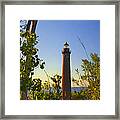 Little Sable Lighthouse Seen Through The Trees Framed Print