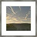 Llangors Panorama Wales Mists And Vapour Trails At Dawn Framed Print