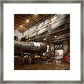Locomotive - Locomotive Repair Shop Framed Print