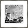 London Eye Head-on Bw Framed Print