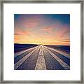 Lonely Road At Sunset Framed Print