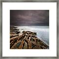 Long Exposure Sunset On A Dark Stormy Framed Print