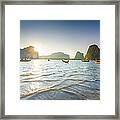 Long Tail Boat Sits In The Beautiful Framed Print