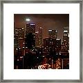 Los Angeles Skyline At Night Framed Print