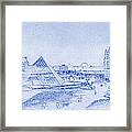 Louvre And Paris Skyline Blueprint Framed Print
