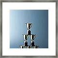 Loving Cup Trophies Stacked In A Pyramid Framed Print