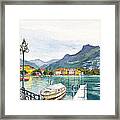 Lugano On Lake Lugano Switzerland Framed Print