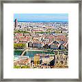 Lyon Cityscape From Above With Rhone River Framed Print