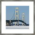Mackinac Bridge In Winter Framed Print