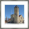 Mackinac Point Light In Winter Framed Print