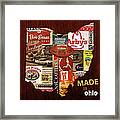 Made In Ohio Products Vintage Map On Wood Framed Print