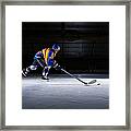 Male Ice Hockey Player Skating With Framed Print