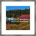 Maligne Lake Boathouse Framed Print