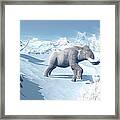Mammoths Walking Slowly On The Snowy Framed Print
