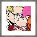 Man And Woman Kissing Framed Print