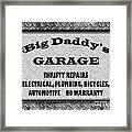 Man Cave-big Daddy's Garage Framed Print