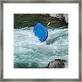 Man Floating In A River After His Raft Flipped Over While White Water River Rafting Framed Print