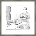 Man, Holding Dog, Speaks To Dog As Both Watch Framed Print