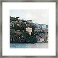 Man In Row Boat In Bay Of Naples Near Framed Print