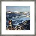 Man Overlooking Olympus Range Antarctica Framed Print