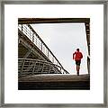 Man Running Up A Bridge Framed Print