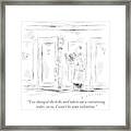Man Stands Outside Woman's Apartment Framed Print