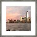 Manhattan Skyline At Sunset Framed Print