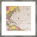 Map Of The Atlantic Ocean Showing The East Coast Of North America The Caribbean And Central America Framed Print