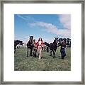 Marie-helene De Rothschild With Horses Framed Print