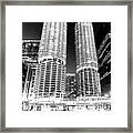 Marina City Towers At Night Black And White Picture Framed Print