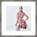 Marisa Berenson Wearing A Mink Dress Framed Print