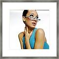 Marisa Berenson Wearing Blue Glasses Framed Print