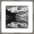 Maroon Bells Reflections - Black And White Framed Print