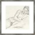 Martina Lounging On Her Left Side Her Head Propped Upon Her Left Hand Framed Print