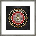 Master Mason - 3rd Degree Square And Compasses Jewel On Black Leather Framed Print