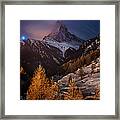 Matterhorn With Star Trail Framed Print