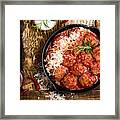 Meatballs In Sour Tomato Sauce With Grated Parmesan Cheese On Top Framed Print