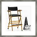 Megaphone And Movie Slate By Directors Chair Framed Print