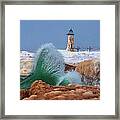 Mermaid Tail And The Manistee Lighthouse Square Framed Print