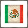 Mexico Flag Vintage Distressed Finish Framed Print