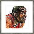 Michael Jordan Watercolor Framed Print