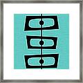 Mid Century Shapes On Turquoise Framed Print