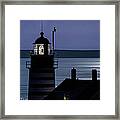 Midnight Moonlight On West Quoddy Head Lighthouse Framed Print
